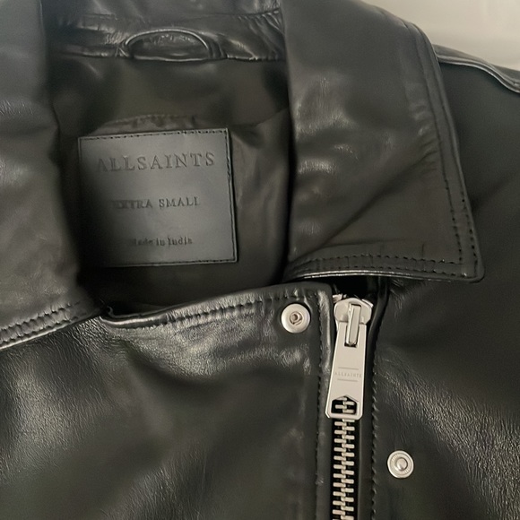All Saints Luna leather biker jacket extra small - Picture 13 of 14